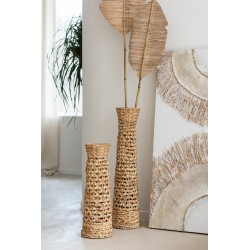 Set de 3 vases en bois naturel 21x21x80 cm
