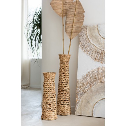 Set de 3 vases en bois naturel 21x21x80 cm