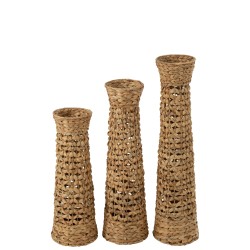 Set de 3 vases en bois naturel 21x21x80 cm