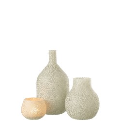 Vase avec mosaïques en verre blanc 17x17x22 cm