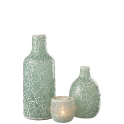 Vase en mosaïque en verre bleu 17x17x26 cm