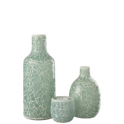 Vase en mosaïque en verre bleu 17x17x43 cm