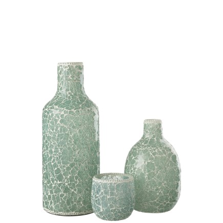 Vase en mosaïque en verre bleu 17x17x43 cm