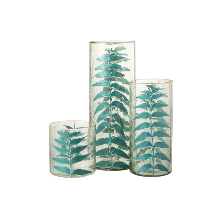 Vase avec feuille en verre multicouleur 16x16x43 cm