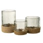 Vase avec dessous jute en verre transparent 14x14x20 cm Vase avec dessous jute en verre transparent 14x14x20 cm