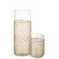 Vase avec filet rotin en verre transparent 18x18x43 cm Vase avec filet rotin en verre transparent 18x18x43 cm