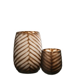 Vase sculpté en verre marron 16x16x17 cm