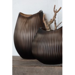 Vase lignes en verre marron 21x21x32 cm