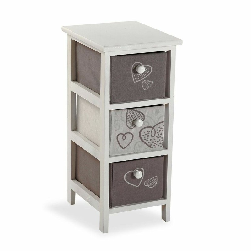 Chiffonnier Caisson à Tiroirs Versa Cozy 3 tiroirs Coeurs Bois MDF (30 x 56 x 25 cm)