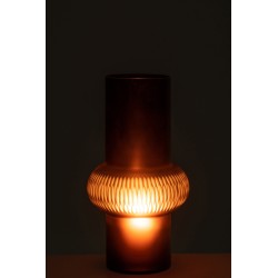 Vase avec anneau en verre marron 19x19x35 cm
