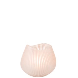 Vase lignes en verre rose 21x22x21 cm