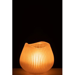 Vase lignes en verre rose 21x22x21 cm