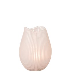 Vase lignes en verre rose 20x20x31 cm