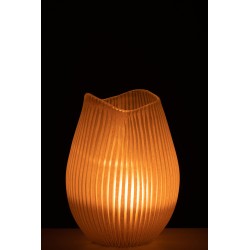 Vase lignes en verre rose 20x20x31 cm