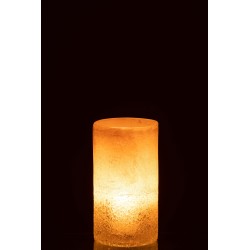 Vase cylindre en verre beige 12x12x23 cm