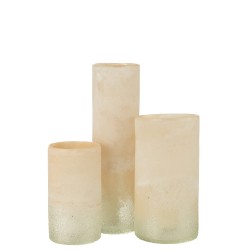Vase cylindre en verre beige 12x12x23 cm