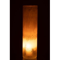 Vase cylindre en verre beige 11x11x41 cm