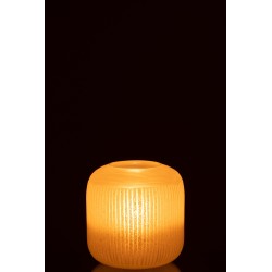 Vase avec lignes en verre jaune 17x17x16 cm