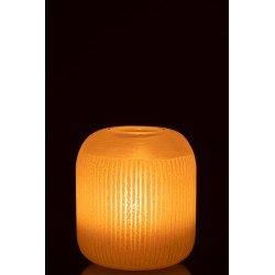 Vase avec lignes en verre jaune 20x20x24 cm
