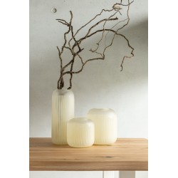 Vase avec lignes en verre jaune 20x20x24 cm