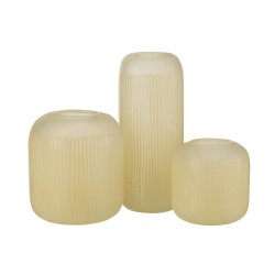Vase avec lignes en verre jaune 20x20x24 cm
