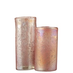 Vase ovale en verre rose 13x9x30 cm