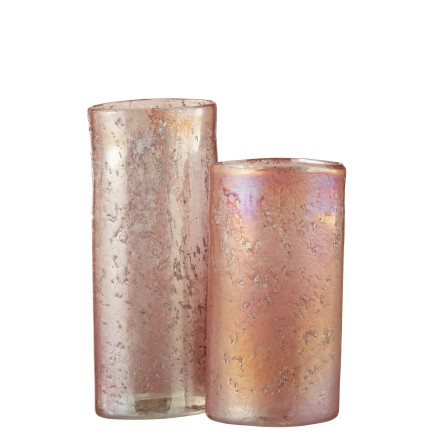Vase ovale en verre rose 13x9x30 cm