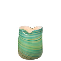 Vase style vague en verre azur 20x19x20 cm