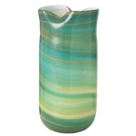 Vase style vague en verre azur 20x18x42 cm