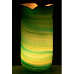Vase style vague en verre azur 20x18x42 cm