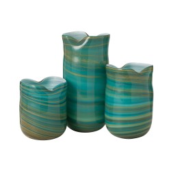 Vase style vague en verre azur 20x18x42 cm