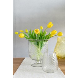 Vase à carreaux en verre transparent 18x18x25 cm