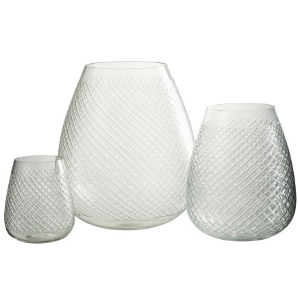Vase à carreaux en verre transparent 26x26x32 cm