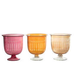 Vase romain à motifs en verre orange 23x23x25 cm