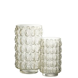 Vase à bulles en verre jaune 14x14x23 cm