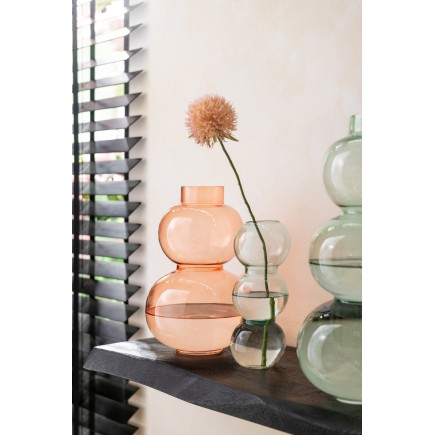 Vase 2 boules en verre orange 18x18x29 cm