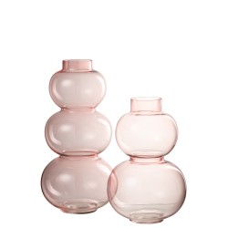 Vase 2 boules en verre rose 18x18x29 cm