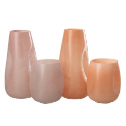 Set de 2 photophores à bosses en verre multicouleur 16x16x28 cm