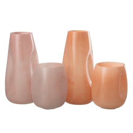 Set de 2 photophores à bosses en verre multicouleur 16x16x28 cm