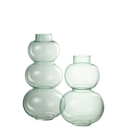 Vase 2 boules en verre vert 19x19x29 cm