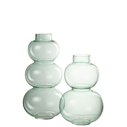 Vase 2 boules en verre vert 19x19x29 cm