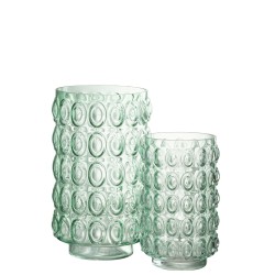 Vase 2 boules en verre vert 14x14x23 cm