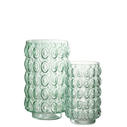 Vase 2 boules en verre vert 14x14x23 cm