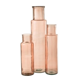 Vase cylindrique en verre rose 15x15x55 cm