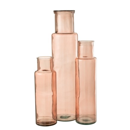 Vase cylindrique en verre rose 15x15x55 cm