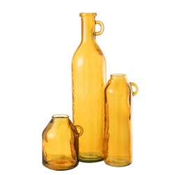 Vase avec anse en verre ocre 17x14x45 cm