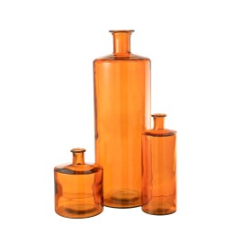 Vase bouteille en verre rouge 26x26x74 cm