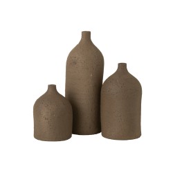 Vase col bouteille en céramique marron 16x16x28 cm