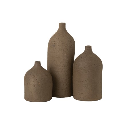 Vase col bouteille en céramique marron 16x16x28 cm