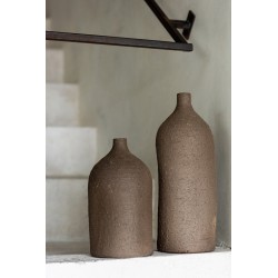 Vase col bouteille en céramique marron 16x16x28 cm